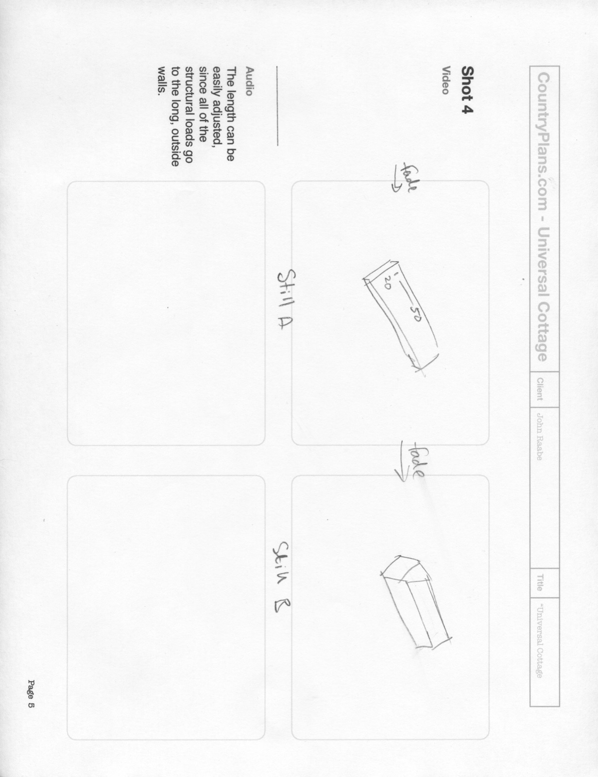 Universal Cottage story board and script for the CountryPlans flythrough